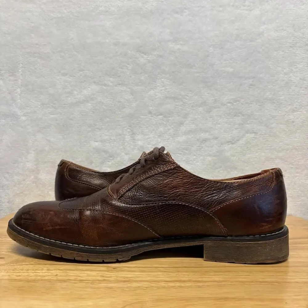Bedstu Dress Shoe Gibson Brown Leather Oxford Wingtip Lace Up Casual Shoe Size 9